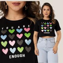 Cropped Blusa Feminina 100% Algodão Corações Stras Tamanho Único