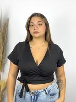 Cropped Blusa Feminino Malha Canelada Plus Size Manguinha Tamanho Grande Maravilhoso - Cactus Store