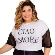 Cropped Blusa Manga De Lantejoula Plus Size Tamanho Grande - Ciao Cropped Blusa Manga De Lantejoula Plus Size Tamanho Grande - Ciao