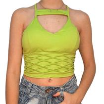 Cropped Blusa Moda Feminina Regata Malha Alça Decote Cropped Blusa Moda Feminina Regata Malha Alça Decote