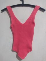 Cropped blusinha feminino rosa de tricot - Tamanho P/M Cropped blusinha feminino rosa de tricot - Tamanho P/M