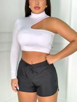 Cropped blusinha gola alta ombro Único geometrico