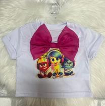 Cropped Blusinha Infantil Meninas Stitch - Divertidamente Camiseta Infantil com Laço Top