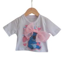 Cropped Blusinha Infantil Meninas Stitch - Divertidamente Camiseta Infantil com Laço Top