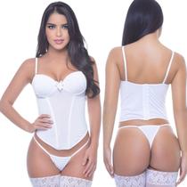 Cropped Body Corpete Branco Em Microfibra Sexy Com Lacinho Sensual Ana