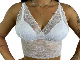 Cropped Bojo Regata Blusinha Top Renda Decote Feminino R11