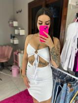 Cropped branco com amarração, tamanho P - Maria Cavalheiro Cropped branco com amarração, tamanho P - Maria Cavalheiro