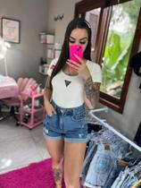 cropped branco em poliamida, tamanho unico da Maria Cavalheiro cropped branco em poliamida, tamanho unico da Maria Cavalheiro