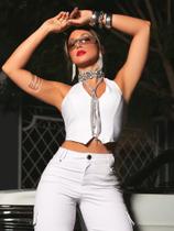 Cropped Branco Sofisticado e Refinado PitBull Jeans 87463 COR:BRANCOTAMANHO:P