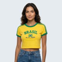 Cropped Brasil Bordada Feminina