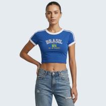 Cropped Brasil Bordada Feminina Cropped Brasil Bordada Feminina