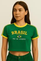 Cropped Brasil Bordada Feminina