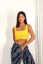 Cropped Brasil Brazilcore Canelado Premium Feminino Costa Nu Cor:AmareloTamanho:Único (36/42)