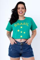 Cropped Brasil Copa do Mundo aplicação em Strass