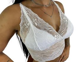 Cropped C/ Decote Bojo Blusinha Renda R11 Cropped C/ Decote Bojo Blusinha Renda R11