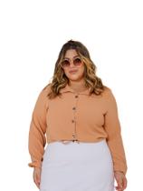 Cropped Camisa Inverno Frio Plus Size Amarração Manga Bulfante - Eduarda