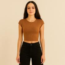 Cropped canelada juvenil manga curta