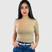 Cropped Canelado Blusa Feminina Elegante Premium C/ Elastano