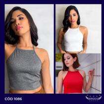 cropped canelado c/alça tamanhos unico