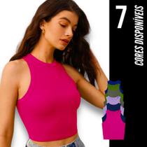 CROPPED CANELADO Feminino Regata Blusinha Fitness Camiseta Academia Corrida Yoga Top 846