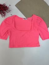 Cropped Canelado Juvenil/Adulto Rosa Neon Ralu Modas Ref. 3440