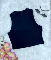 Cropped canelado Preto