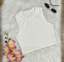 Cropped canelado Tamanho único Branco