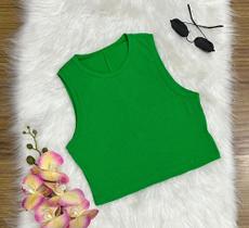 Cropped canelado Tamanho único Verde
