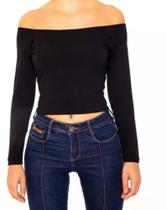 Cropped Ciganinha Feminino Ombro a Ombro Manga Longa