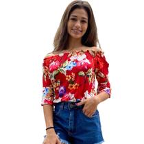 Cropped Ciganinha Malha Super Macia Manga 3/4 Cropped Ciganinha Malha Super Macia Manga 3/4