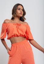 Cropped Ciganinha Viscose Com Lurex Laranja Salvatore Fashion