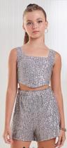 Cropped cinza com paetê Cropped cinza com paetê