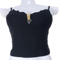 Cropped com Bojo de Alçinha com Detalhe Dourado no Busto