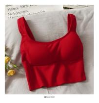 Cropped Com Bojo Vermelho, Alta Sustentação Academia Fitness Cropped Com Bojo Vermelho, Alta Sustentação Academia Fitness