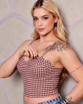 Cropped Com Bojo Xadrez Alças Finas -