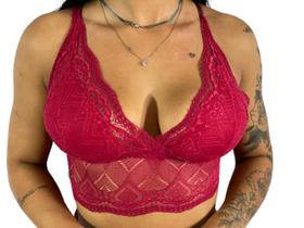 Cropped Com Decote Bojo Regata Blusinha Renda Feminino Não É Transparente R11