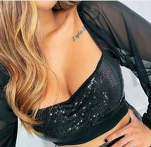 Cropped com lanjetoula duas mangas