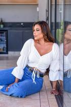 Cropped com manga bufante/ Branco