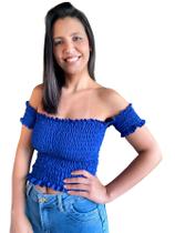 Cropped Com Manga Ciganinha Em Lastex Blusa Feminina SB
