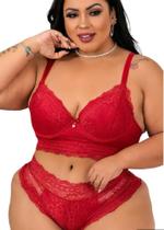 Cropped Conjunto Lingerie Feminino- Plus Size- Sensual