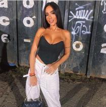 Cropped Corselet sem alça com bojo top Triângulo