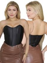 Cropped Corset Alça de Strass com brilho acetinado Com Bojo/barbatanas cropped estiloso feminino