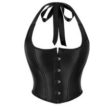 Cropped Corset Blusa Bustier Top Cetim Brilhoso Laço Pescoço