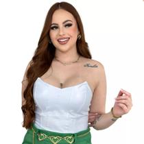 Cropped Corset Corselet Bico e Bojo Cirre Top Brilho Cropt