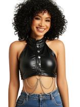 Cropped Corset Etiene Feminino Com Bojo Cyberpunk Espartilho Tendência Blogueira