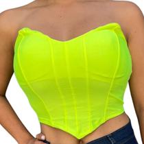 Cropped Corset sem alça Com Bojo Ponta De Bico Sofisticado