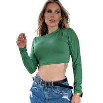 Cropped Costa Nua Manga Longa Gola Alta Com Bojo Feminino