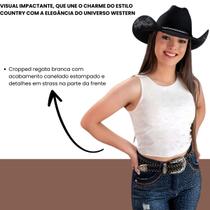 Cropped Country Feminina Off Com Strass Zoe Western Cropped Country Feminina Off Com Strass Zoe Western