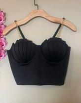 Cropped Cropt Modelo sereia alça corrente bojo ostra Top Tendencia