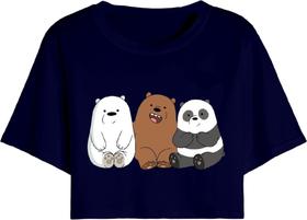 Cropped Curto T Shirt Algodão Premium 3 Ursos